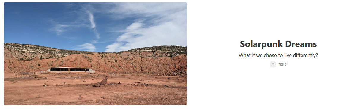 image of earth-berm type home in the desert, Solarpunk Dreams: What if we chose to live differently?