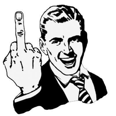 Fifties style cartoon of man flipping the bird