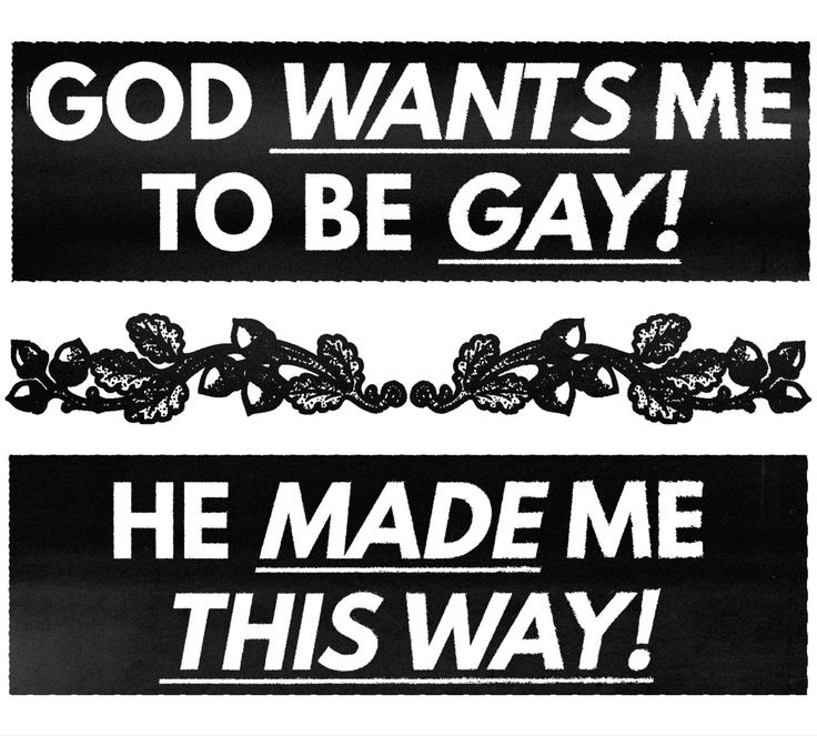 This may contain: two stickers that say god wants me to be gay and he made me this way