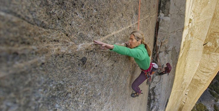 Renownec free climber Lynn Hill on the El Capitán climb in Yosemite National Park, California, USA.