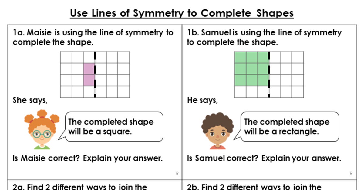Use Lines of Symmetry to Complete Shapes – Reasoning and Problem Solving –  Classroom Secrets | Classroom Secrets