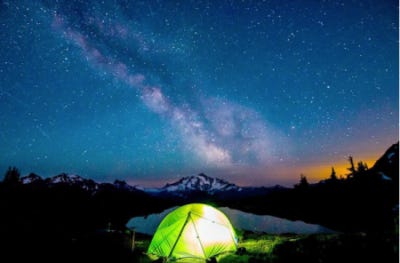 night sky over a campsite