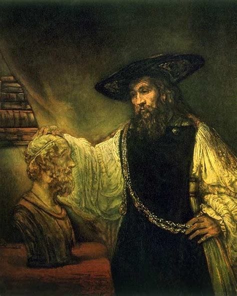 Aristotle with a Bust of Homer, also known as Aristotle Contemplating a Bust of Homer, is an oil-on-canvas painting by Rembrandt that depicts Aristotle wearing a gold chain and contemplating a sculpted bust of Homer.