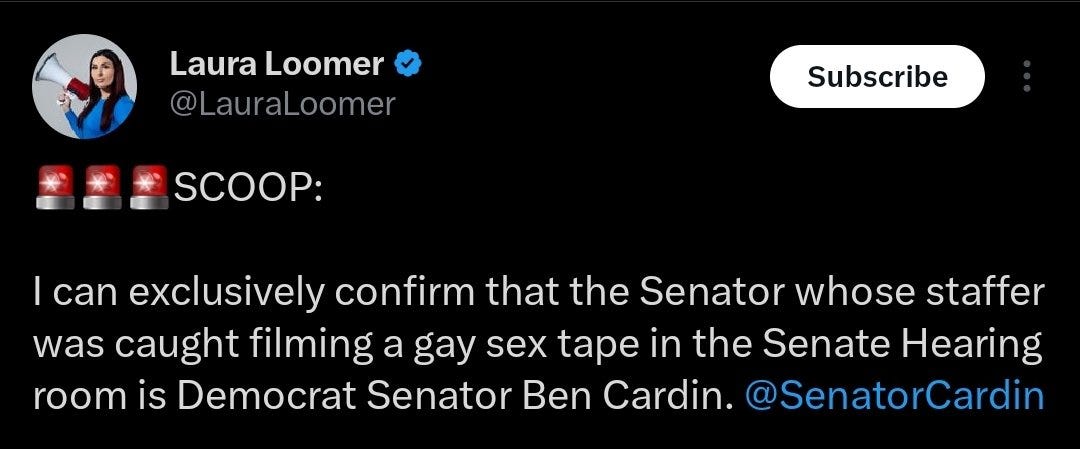 1984 on X: "@LauraLoomer independently confirms the identity of the other  individual to be Democratic Senator Ben Cardin @SenatorCardin  https://t.co/6HFPYwhhev" / X