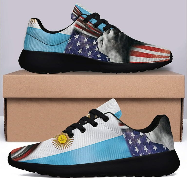 Sonzj-II Argentina Vs American Flag Shoes Sneakers for Women Men Black Size 10.5, Adult unisex