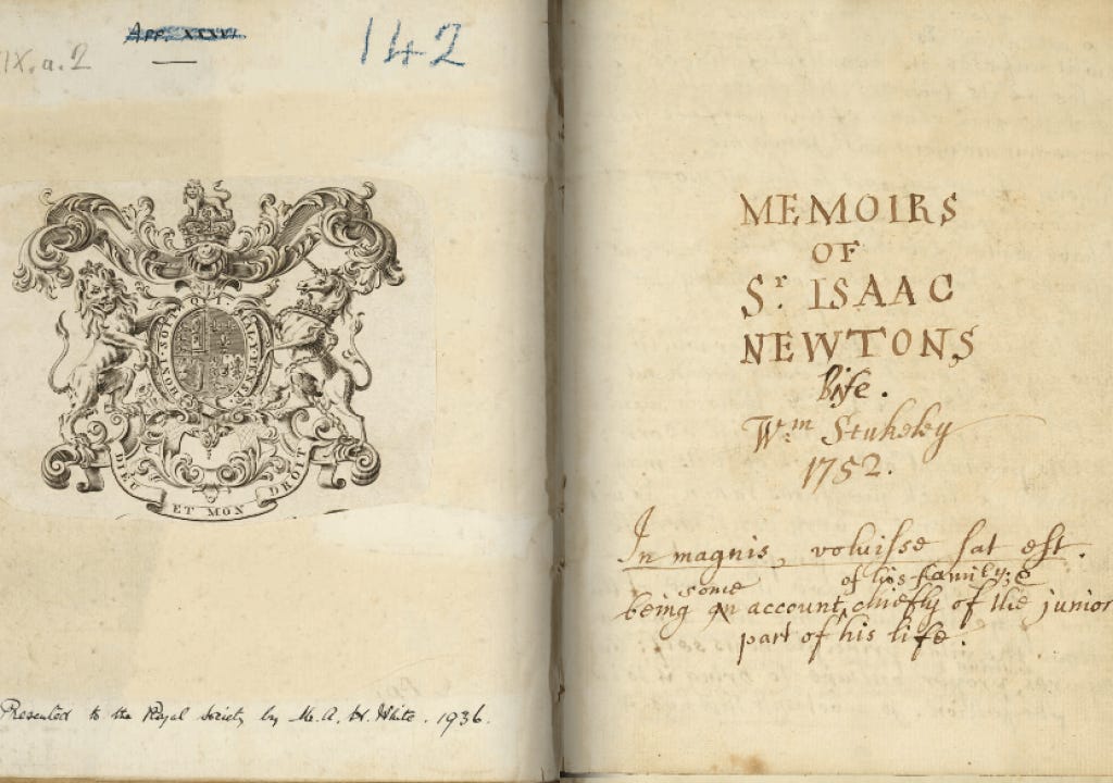 William Stokeley, Memórias de Isaac Newton 1752