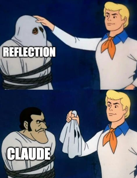 A meme referencing allegations of faking the reflection model

