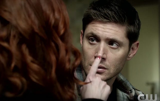 supernatural 1211 rowena touching dean wincheser nose