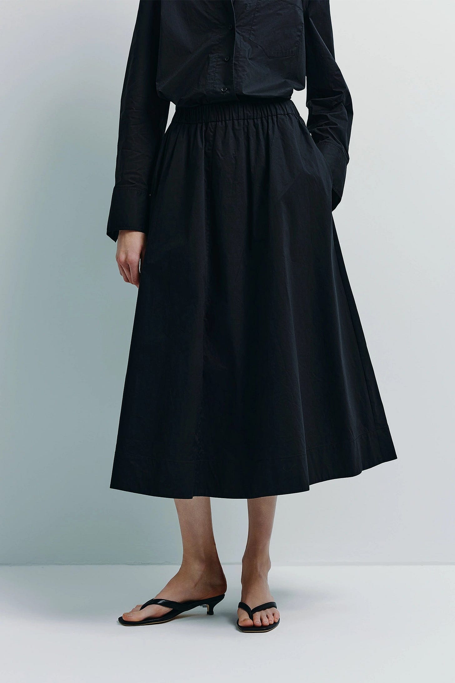 Andra Poplin Skirt Black