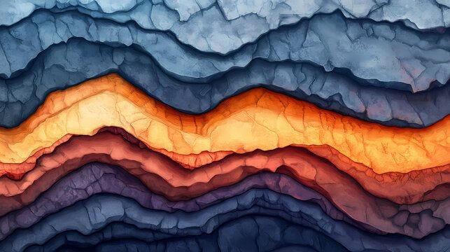 Geological subsurface. layered of rock and organic strata. geologic cross section. Ember. Illustration