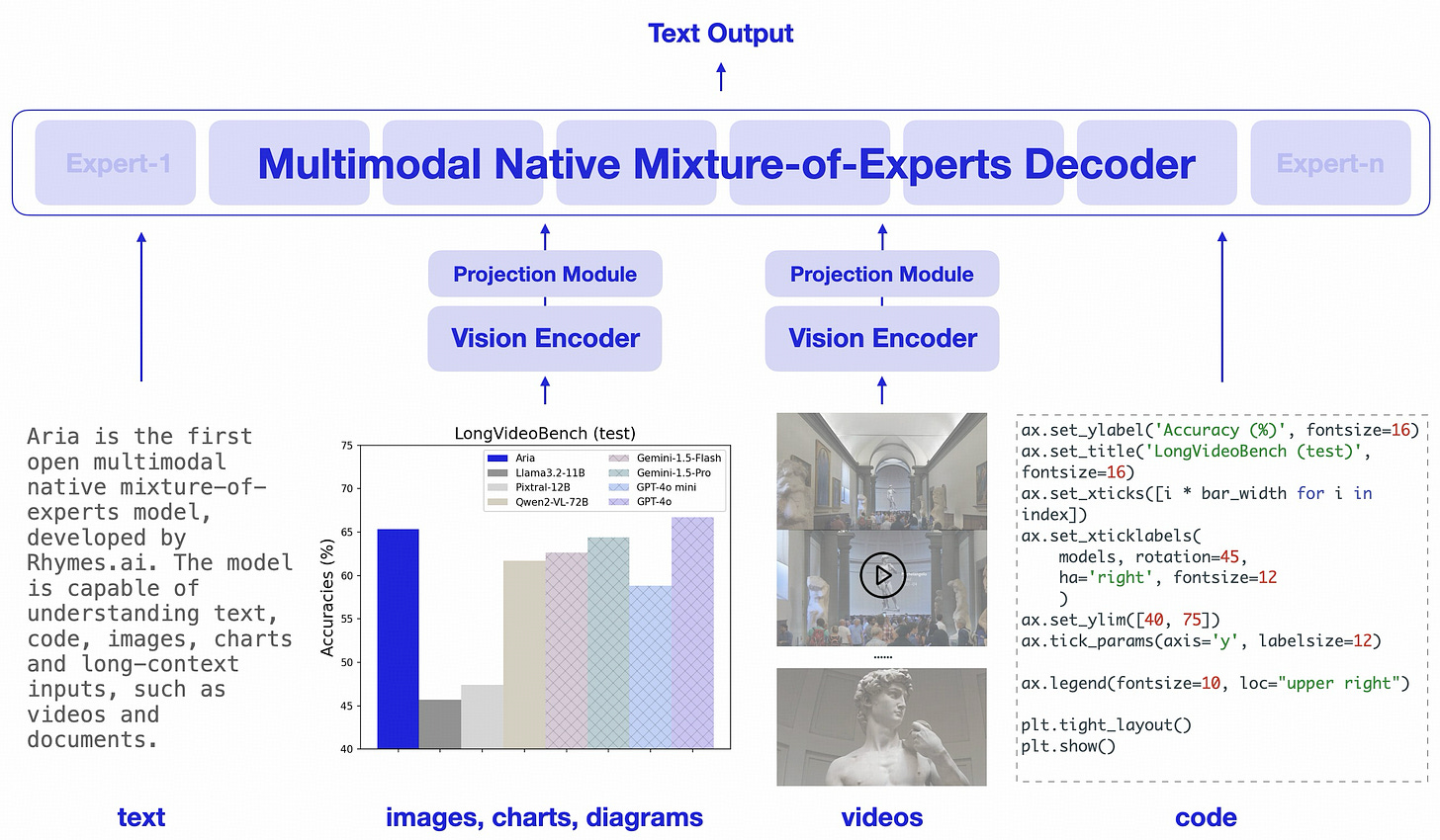 Aria Multimodal Native MoE - An Open Model for ALL Modalities