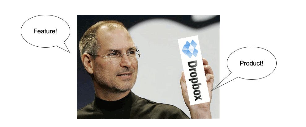 Product vs Features | product management | product management memes | Steve Jobs | Dropbox |