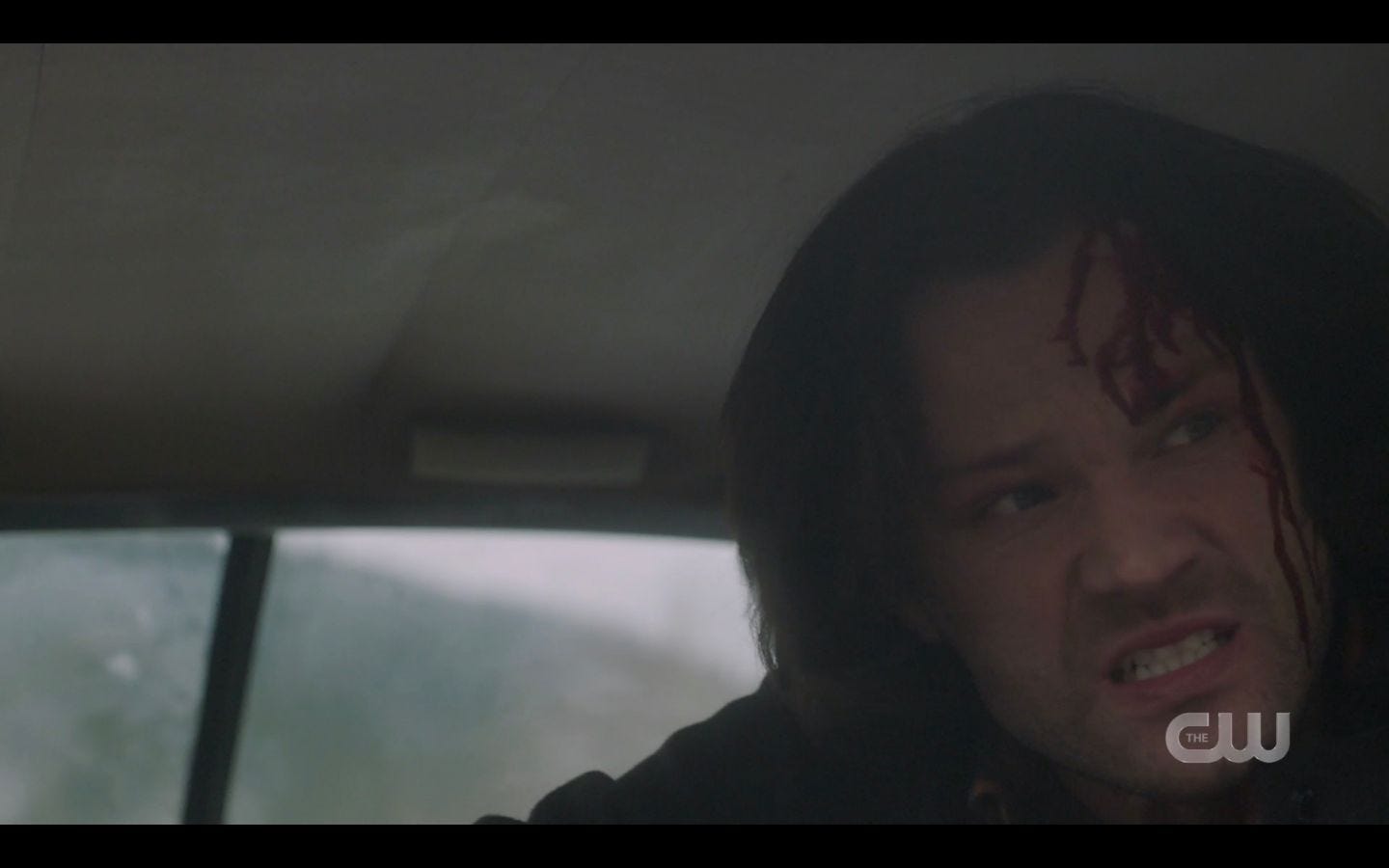 Bloody face Sam Winchester in Baby from Nick SPN Game Night