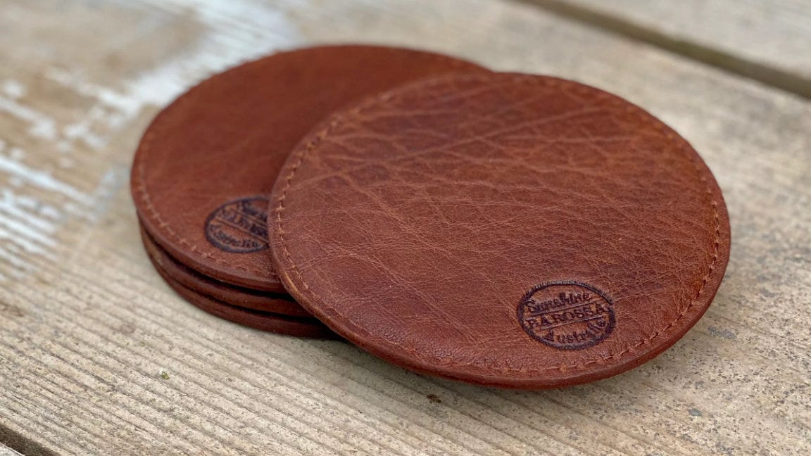 Sunshine Barossa Leather Coasters