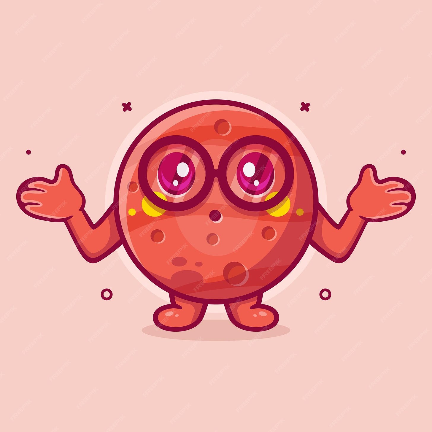 Premium Vector | Cute mars planet character mascot with confused expression  isolated cartoon in flat style design