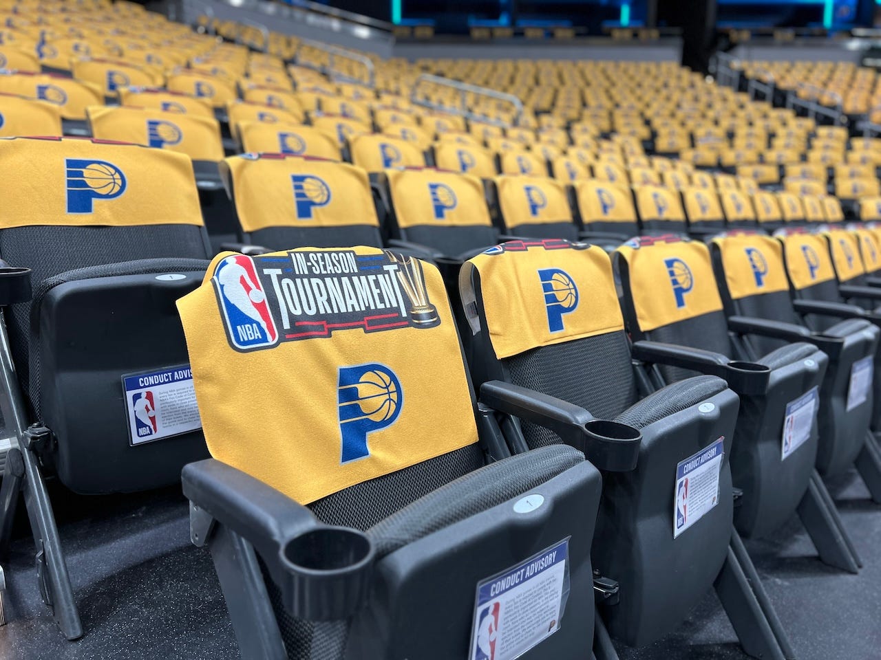 Every fan has a gold rally towel waiting for them at their seat.
