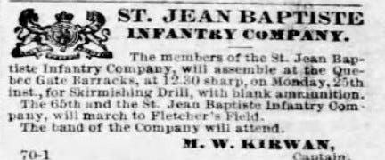 The St Jean Baptiste Infantry Company Montreal Gazette, March 23, 1878