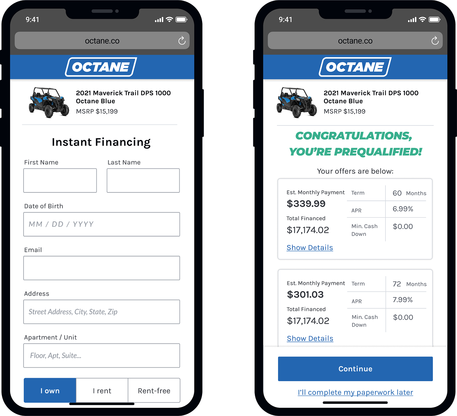 Get Instant Financing Offers | Octane