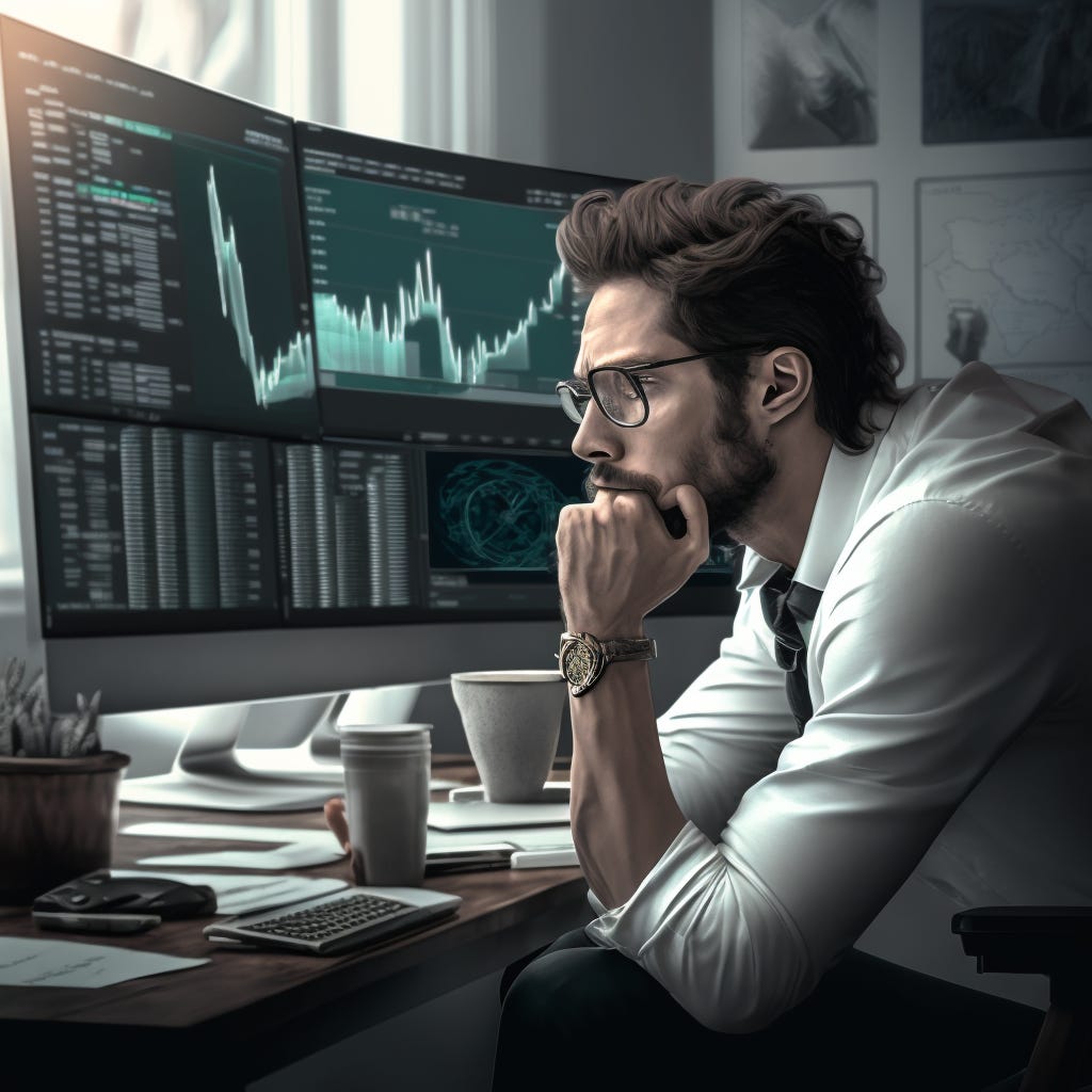 experienced crypto trader watching the charts and stacking big bucks