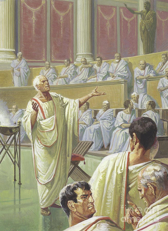 Cato Warning His Senate Colleagues About Carthage by Severino Baraldi