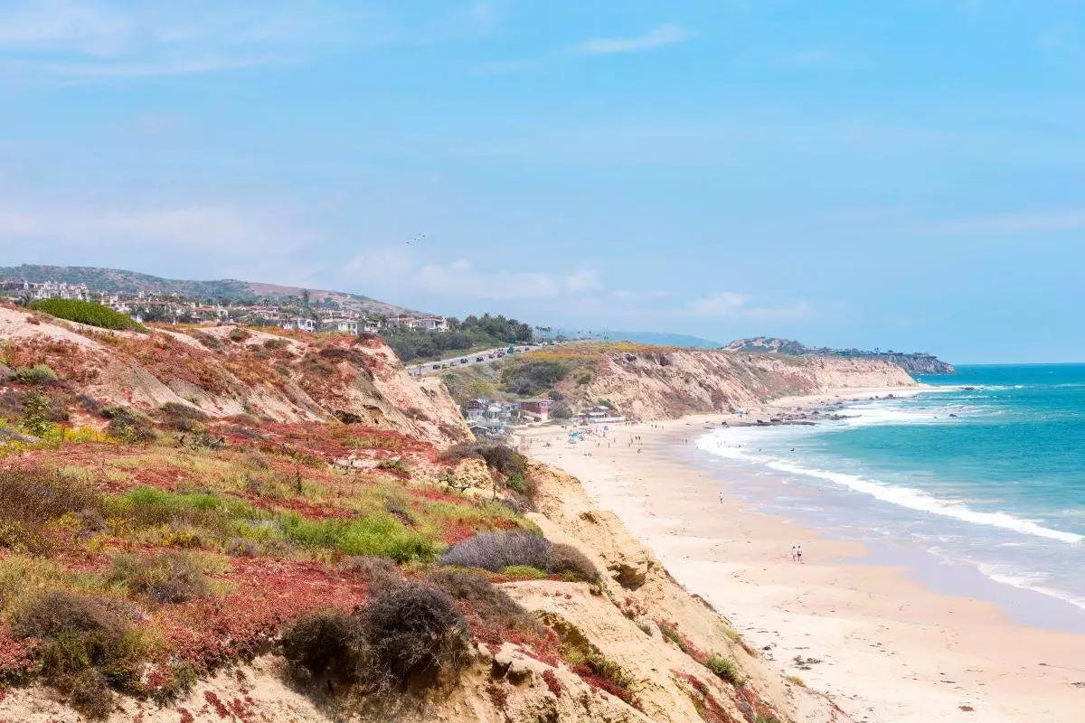 View of Crystal Cove State Park from the cliffs above