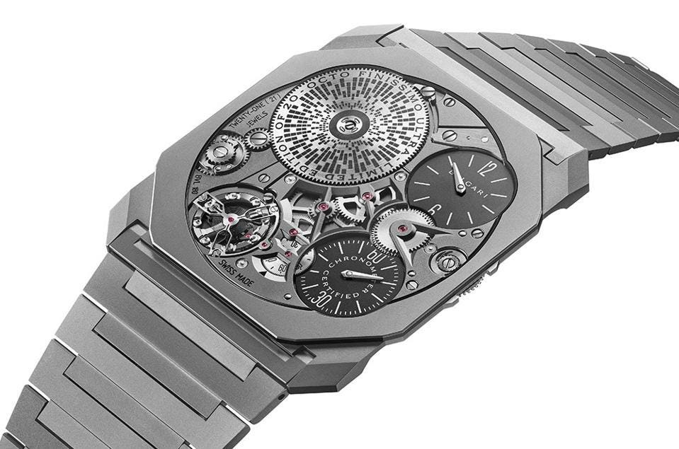 Bulgari Octo Finissimo Ultra, the world's thinnest mechanical watch, is only 1.70mm thick.