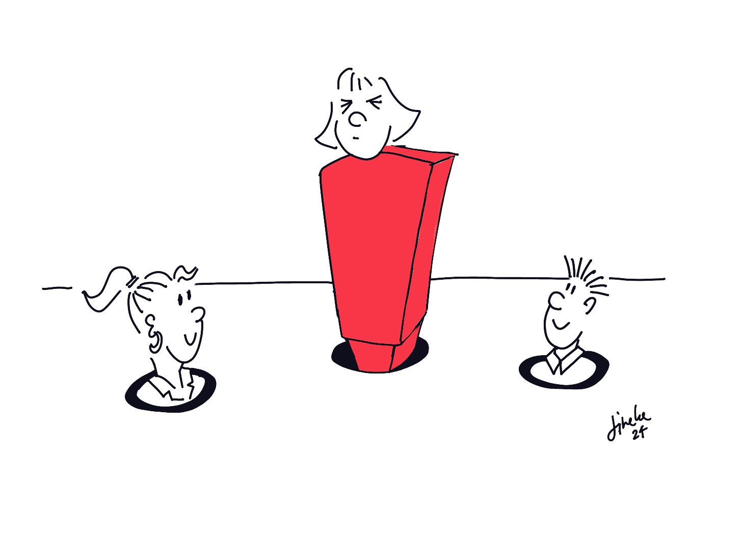 Cartoon of a square peg in a round hole