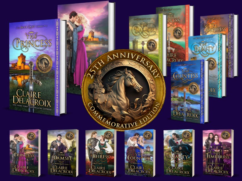 New 25th anniversary commemorative editions of the Bride Quest series of medieval romances by Claire Delacroix