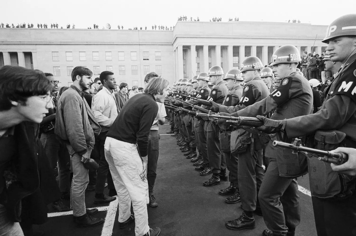 Photograph of protesters at the Pentagon in 1967