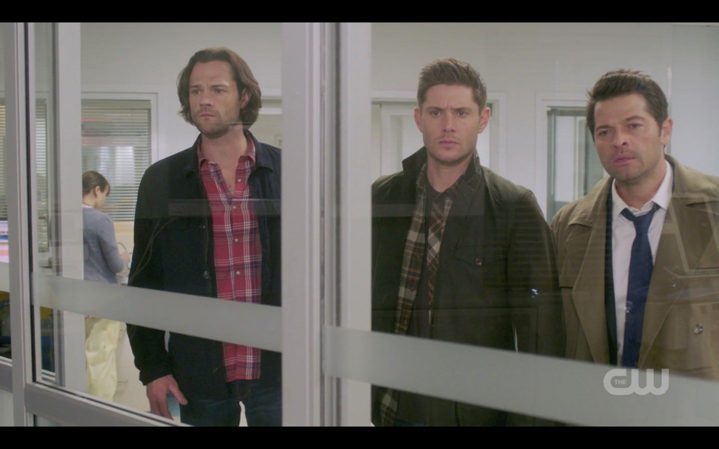 sam dean winchester with castiel watching jack in er spn 1407