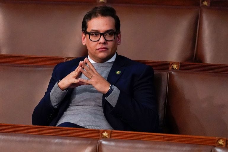 George Santos, Republican congressman from New York, waits for the start of a session of the House of Representatives in Washington, DC, January 6, 2023