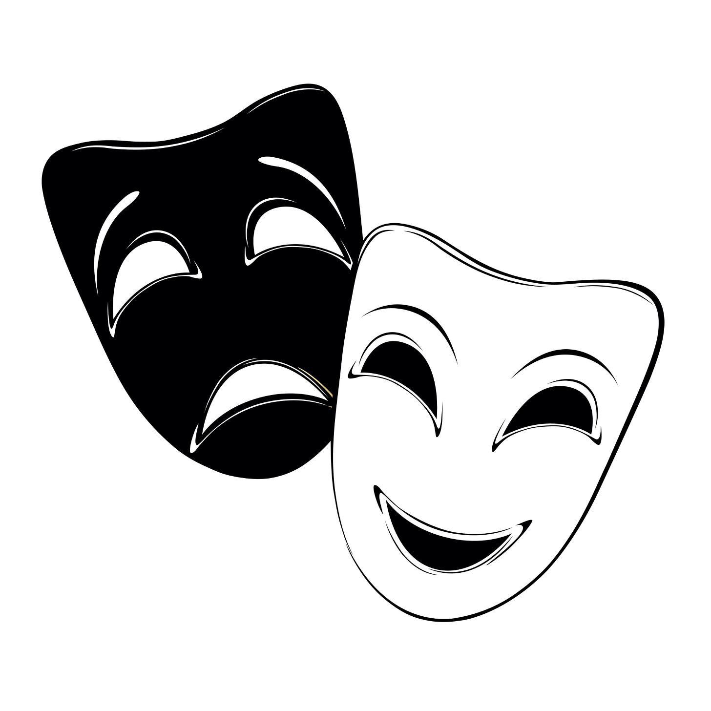 Black and white theatrical masks