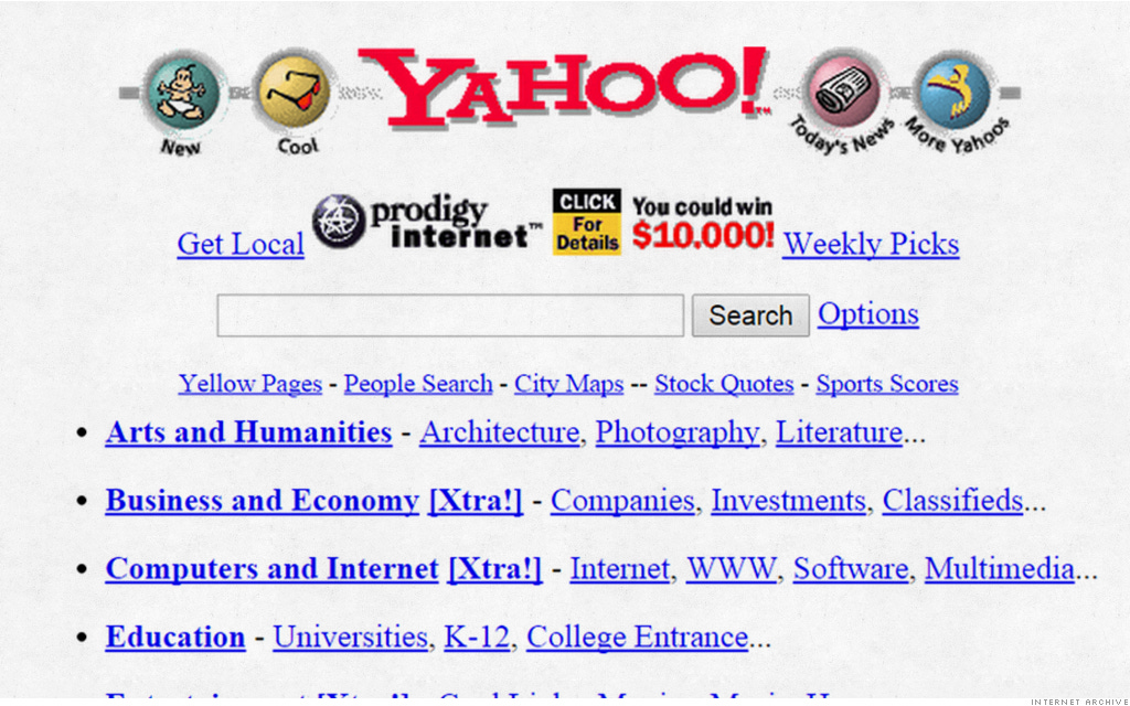 Yahoo - Here's what your favorite websites looked like 20 years ago -  CNNMoney
