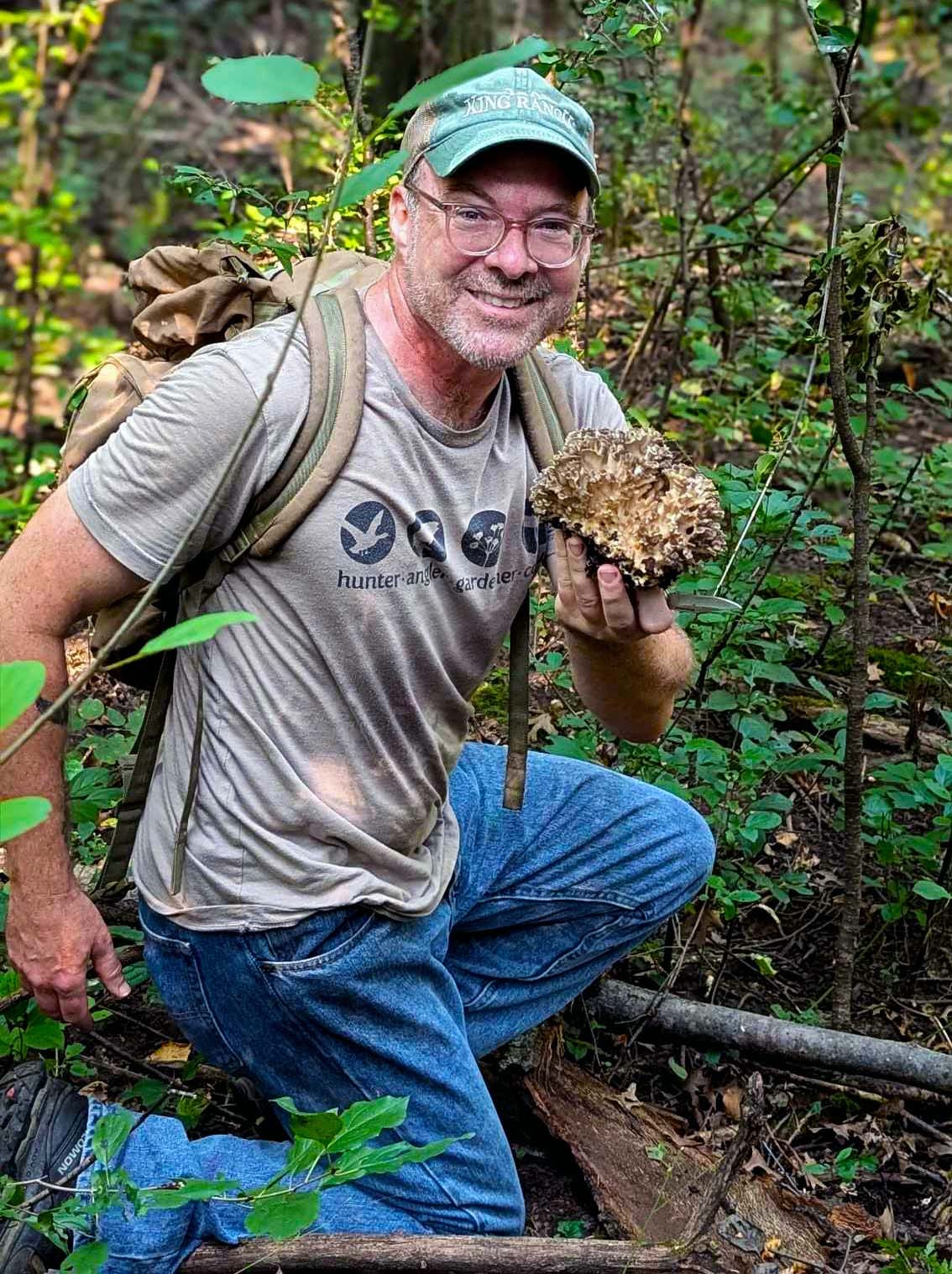 Hank Shaw with a hen of the woods mushroom. 