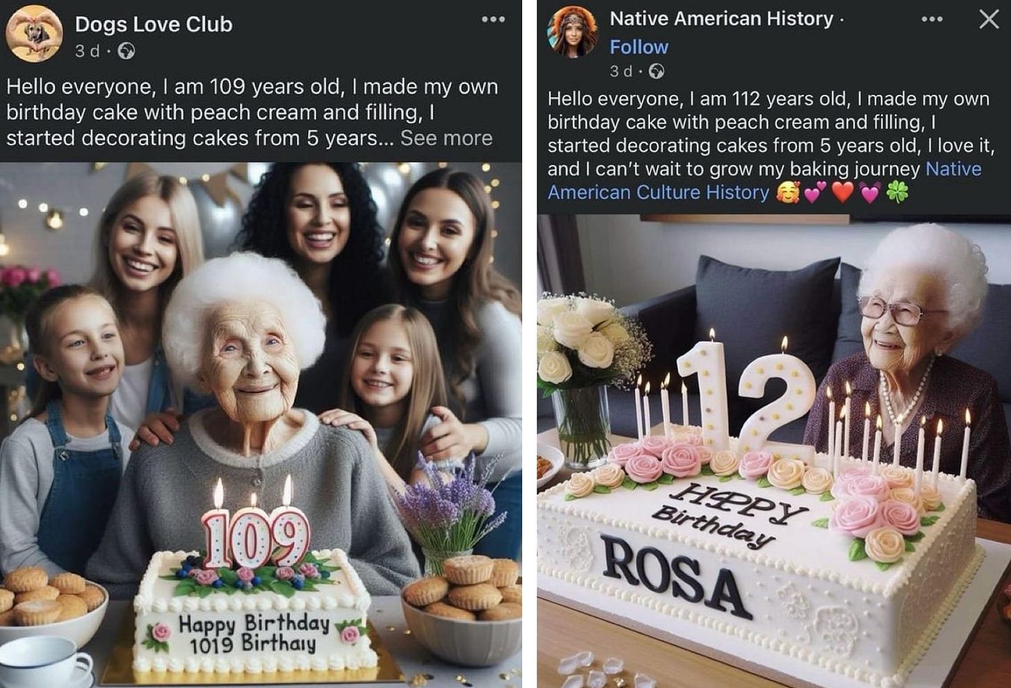 Old ladies in front of a cake