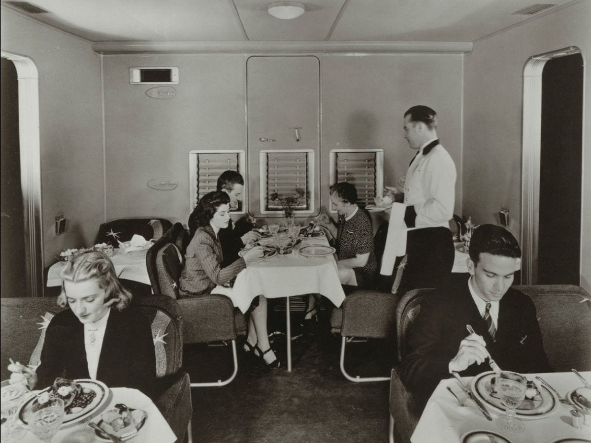 Pan Am’s giant flying boat seaplanes had a spacious dining room.