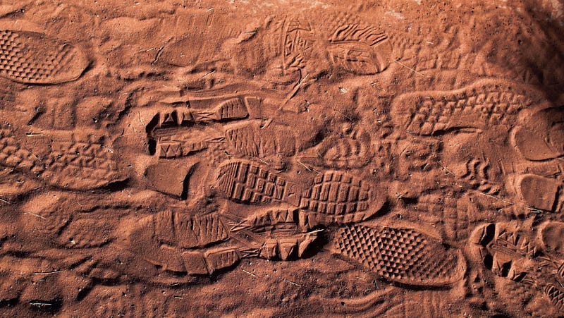 Footprints on soil Footprints on soil