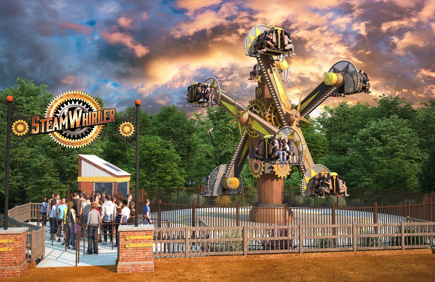 SteamWhirler ride rendering at Six Flags America