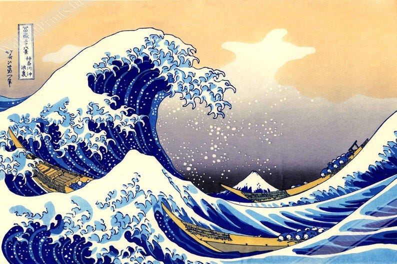 Great Wave Kanagawa Poster, Katsushika Hokusai 1833 Great Wave Kanagawa Print UK, EU USA Domestic Shipping image 1