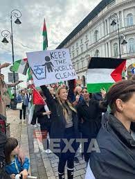 An anti-Israel protest in Europe featuring a sign showing the Star of David  being discarded into a trash bin. Let's be clear: This is pure… | Instagram