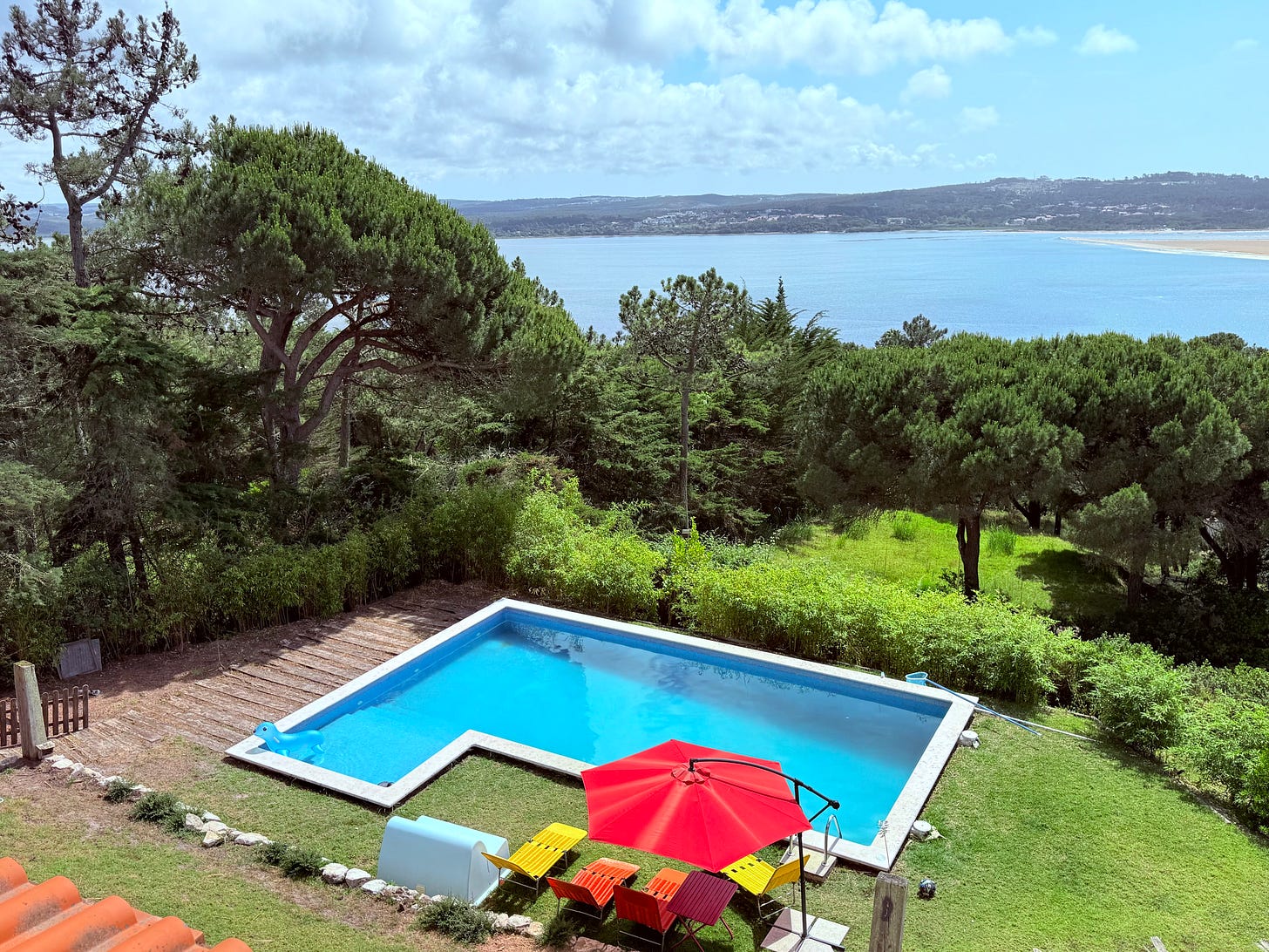 Swimming pool and loungers