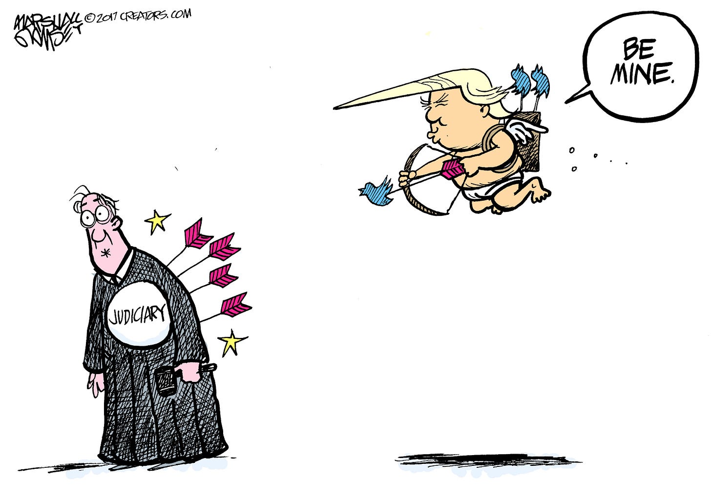 Political Cartoon U.S. President Trump Valentine's Day Cupid strikes judges  | The Week
