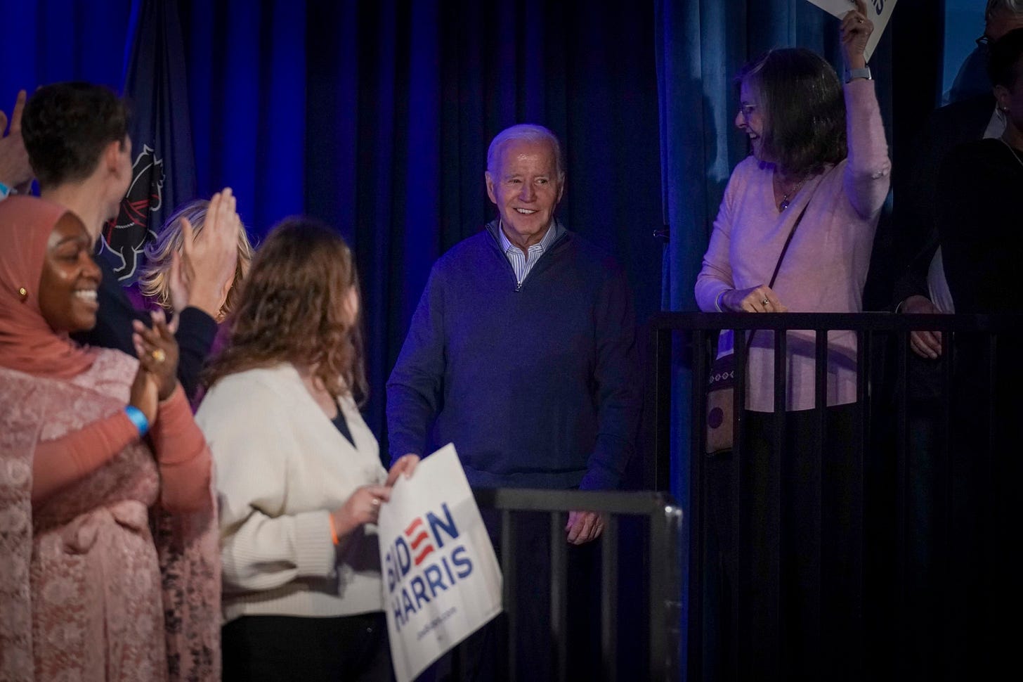 Joe Biden holds his first campaign event since delivering a fiery State of the Union address the day before at Strath Haven Middle School on March 8, 2024, in Wallingford, PA. (Photo by Jahi Chikwendiu/The Washington Post via Getty Images)