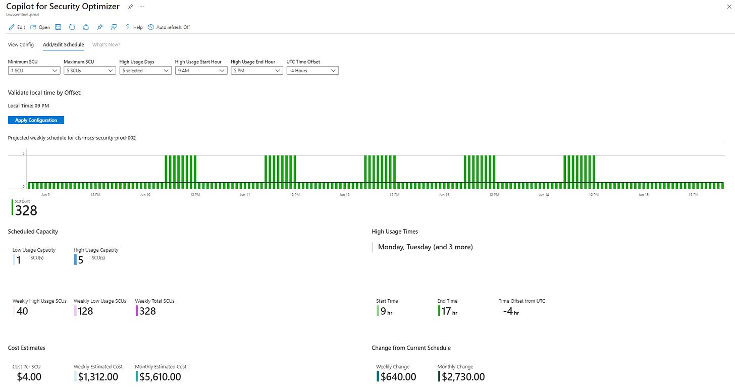 A screenshot of the Edit tab of the SCU Optimizer showing a schedule projection, and estimated costs