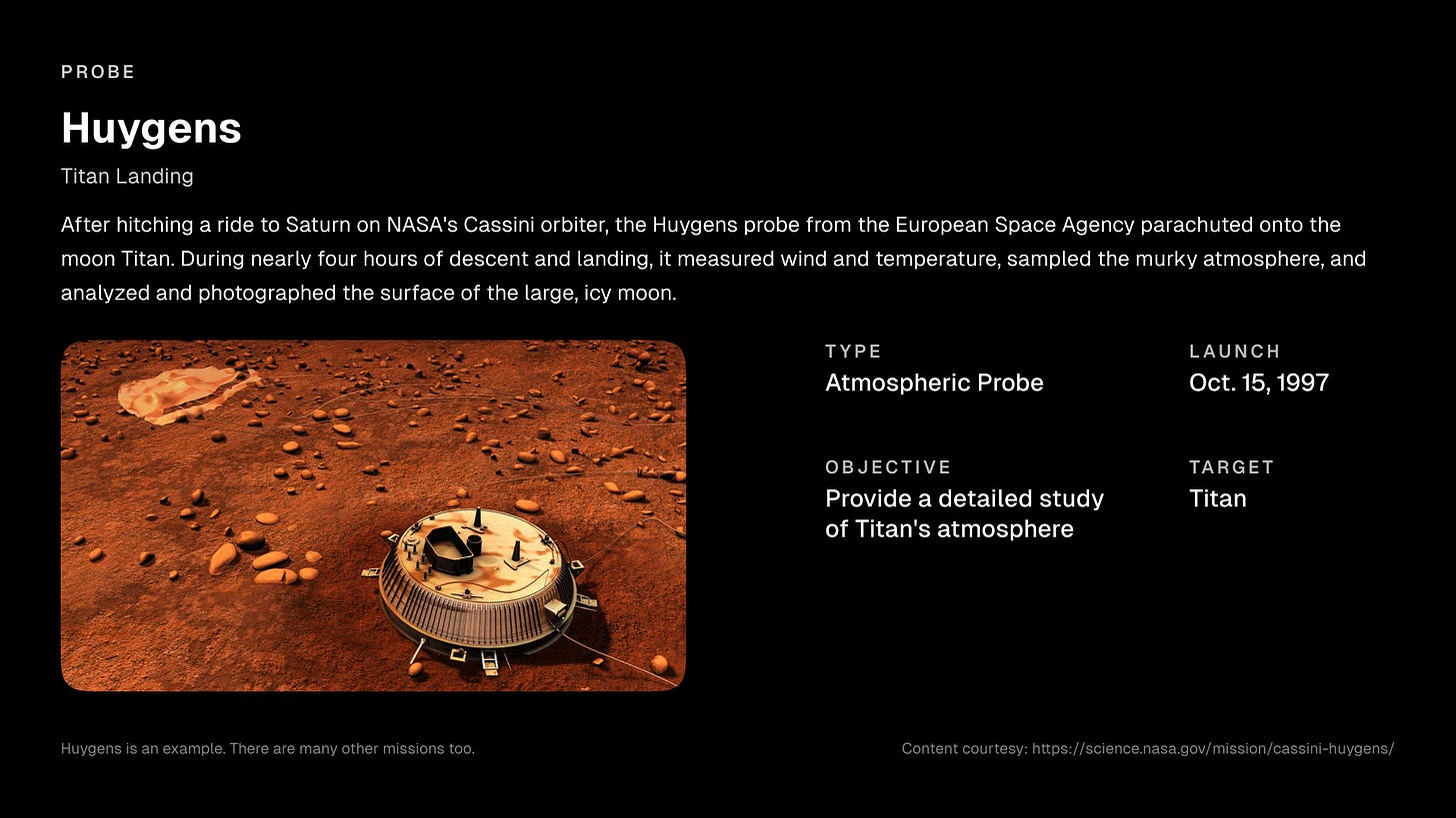 Probe spacecraft example - Huygens (Titan Landing)