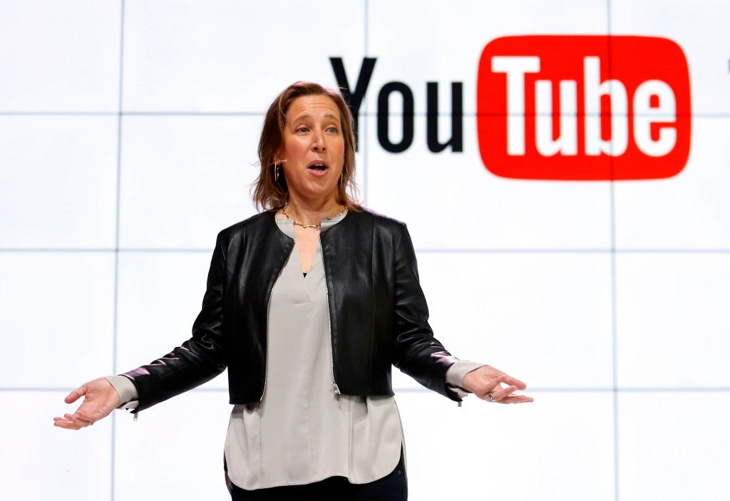 YouTube CEO Susan Wojcicki speaks during the introduction of YouTube TV at YouTube Space LA on Feb. 28, 2017, in Los Angeles.