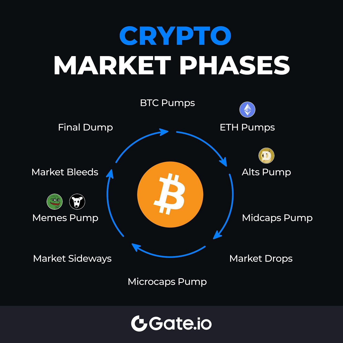 Gate on X: "One image sums up the #crypto market cycles 👇 Which market pump  brought you the biggest gains? Make a wish: "Next time, I'll cash in big  during the $_____