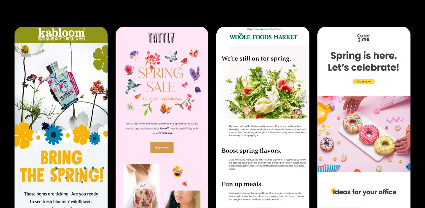 Email campaign examples for Spring #InboxInspiration by Volt Media