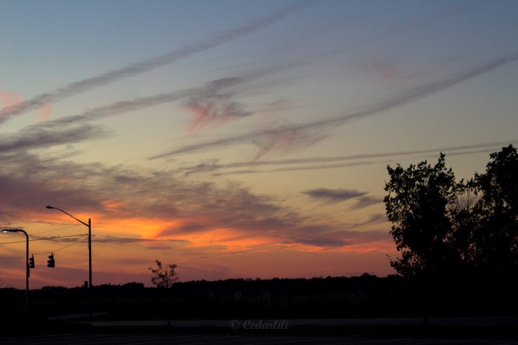 Sun setting on our drive home