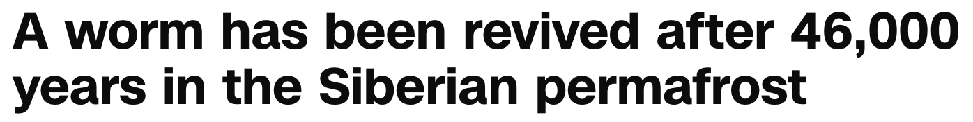 "A worm has been revived after 46,000 years in the Siberian permafrost"